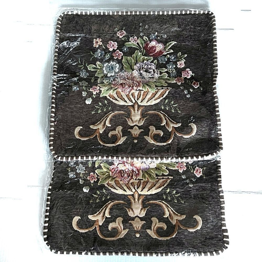 New in Package French Tapestry Brown Embroidered Cushion Covers 19”x 18.5”